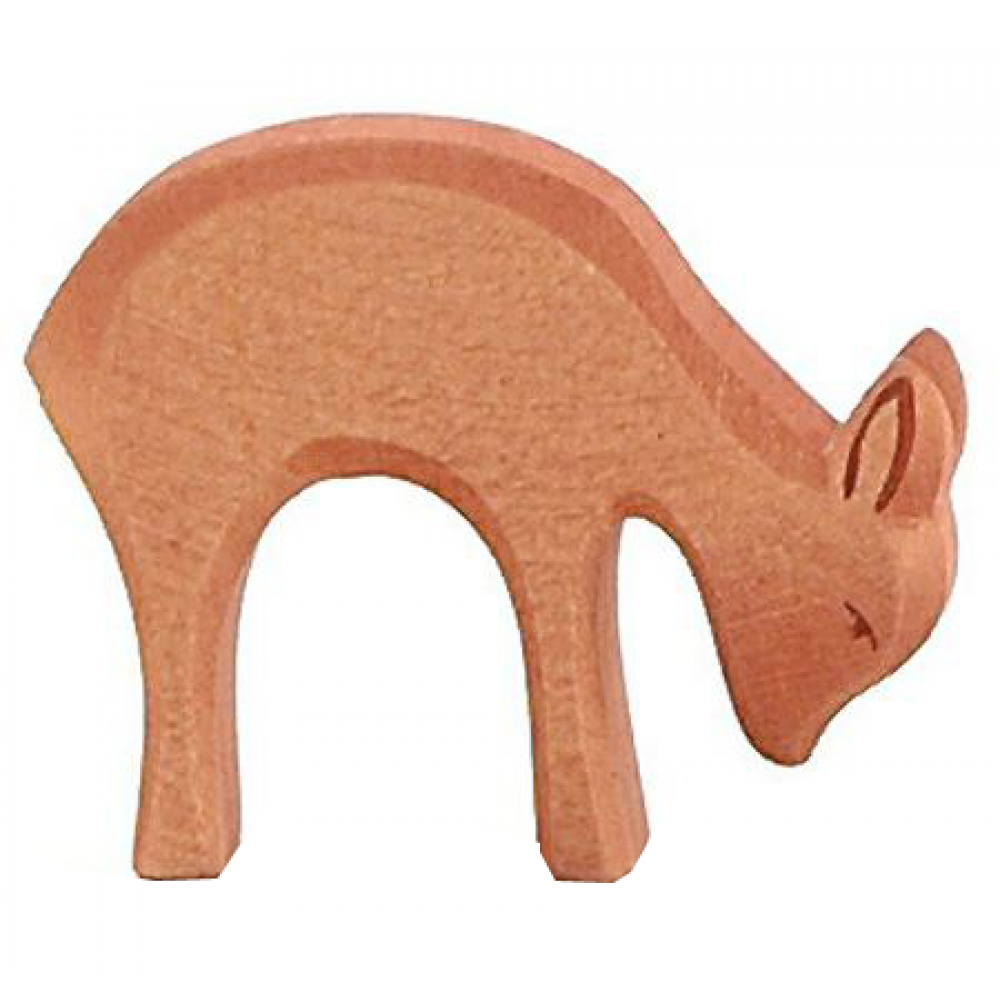 Wooden Deer Doe Eating