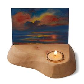 Wooden Postcard Holder with Candle