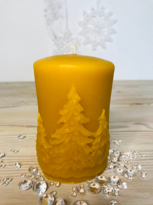 Large Candle with Trees
