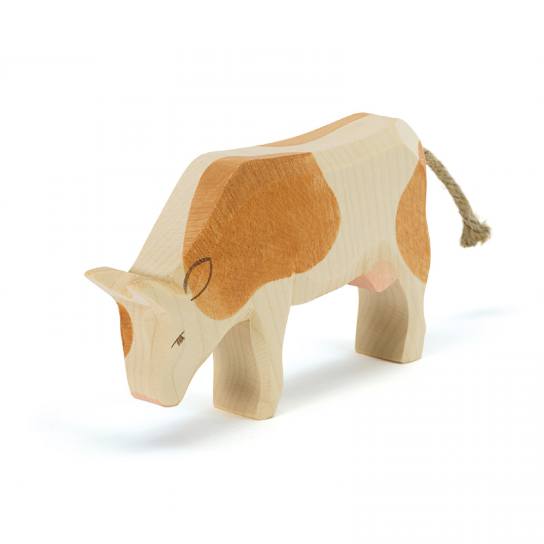 Wooden Brown Cow Eating