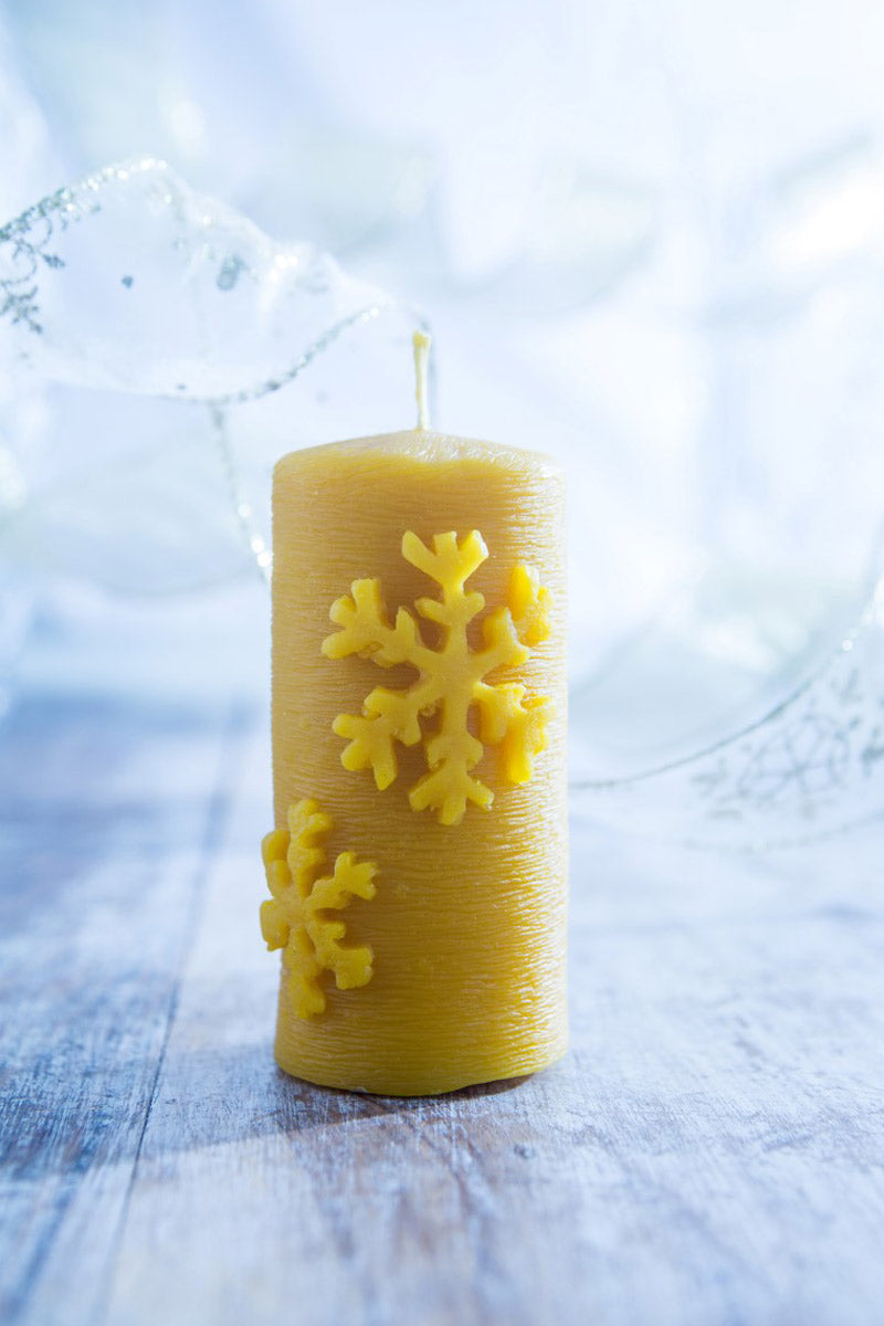 Pillar Candle with Snowflakes